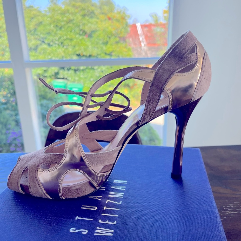 NIB Stuart Weitzman suede and rose gold gladiator heels size 9.5
